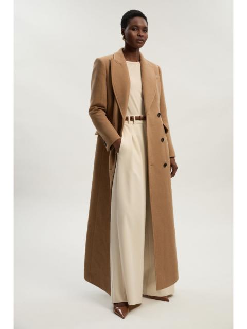 KAREN MILLEN Wool Blend Tailored Fitted Maxi Coat