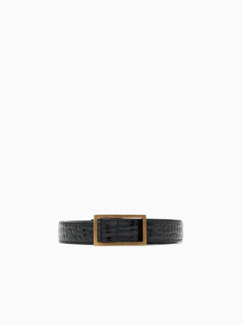 EMPORIO ARMANI BELT IN MOCK-CROC LEATHER WITH PLATE