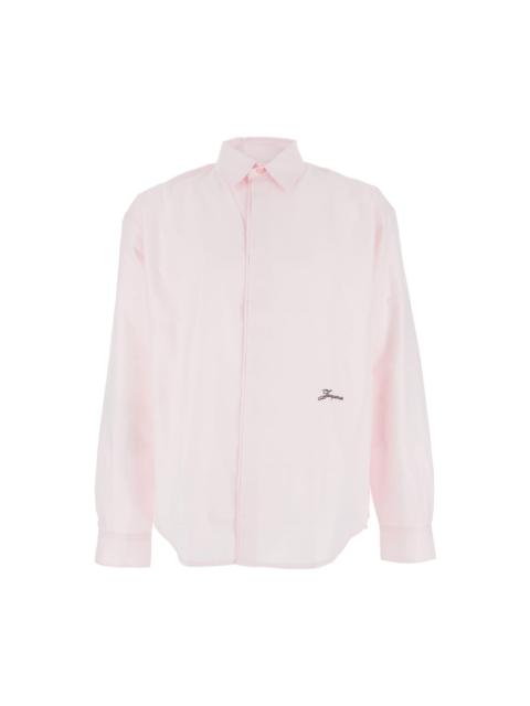 JACQUEMUS 'simon' Pink Shirt With Logo Lettering On The Front In Cotton Man