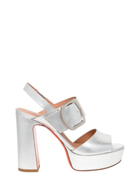 Santoni Santoni Women's laminated leather high-heel sandal in Silver at Nordstrom