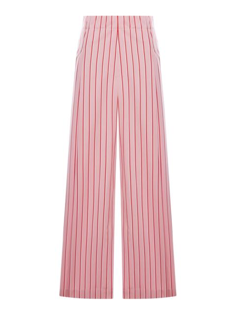 Dries Van Noten RED STRIPED COTTON PALAZZO TROUSERS