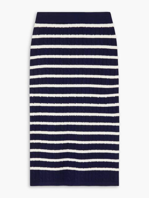 Polo Ralph Lauren Striped cable-knit wool-blend midi skirt