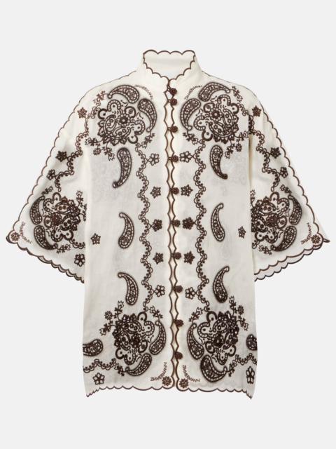 Zimmermann Ascension embroidered linen shirt