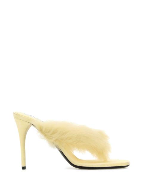 Alaïa Alaia Women Pastel Yellow Leather Thong Mules