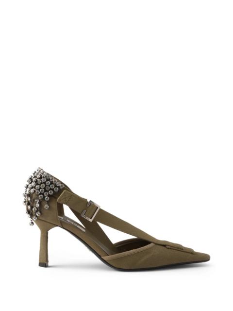 Prada Prada Crystal-embellished Canvas Pumps