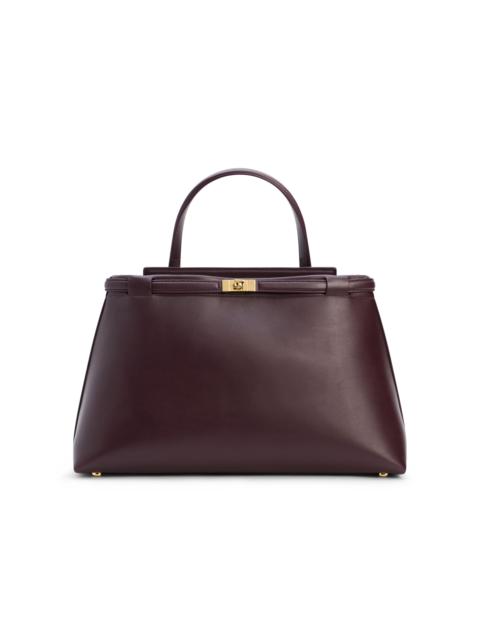 Janessa Leoné Leone Medium Leather Top Handle Bag burgundy
