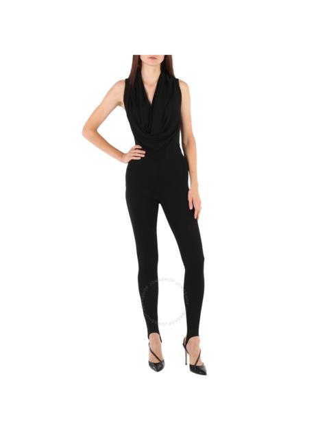 Burberry Burberry Ladies Black Shawl Neck Crepe Jersey Jumpsuit