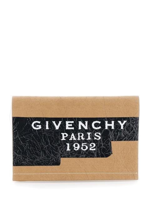 Givenchy Givenchy Women Beige Clutch Bag With Crinkled Effect And Logo Lettering On The Front In Leather Woma