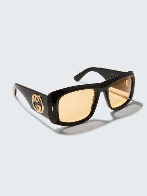 Men's Maxi GG-Logo Square Acetate Sunglasses