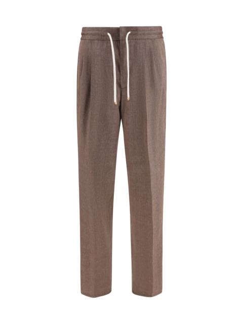 Brunello Cucinelli Brunello Cucinelli Herringbone Linen Wool Pants Nocciola
