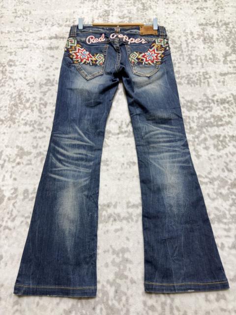 Hysteric Glamour Red Pepper Y2K Mud Wash Embroidered Wing Flare Bootcut Jeans