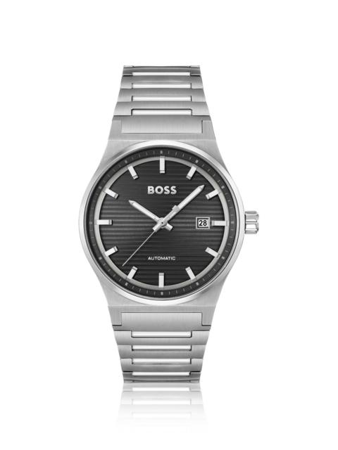 BOSS LINK-BRACELET AUTOMATIC WATCH WITH GROOVE-TEXTURED DIAL