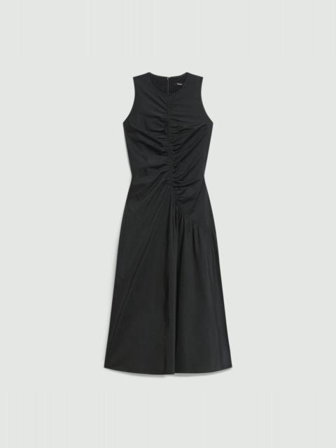 Theory Ruched Asymmetrical Midi Dress in Cotton-Blend
