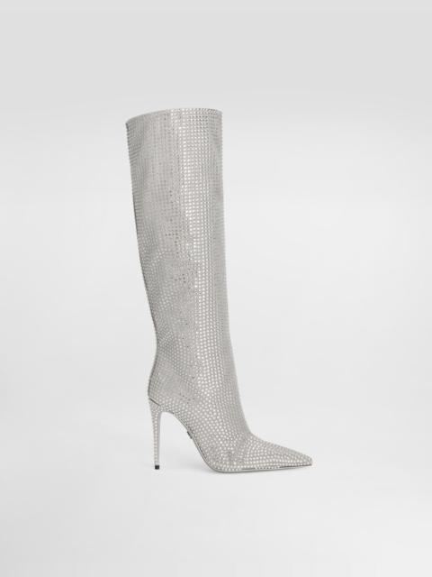 Dolce & Gabbana Satin boots with fusible rhinestones