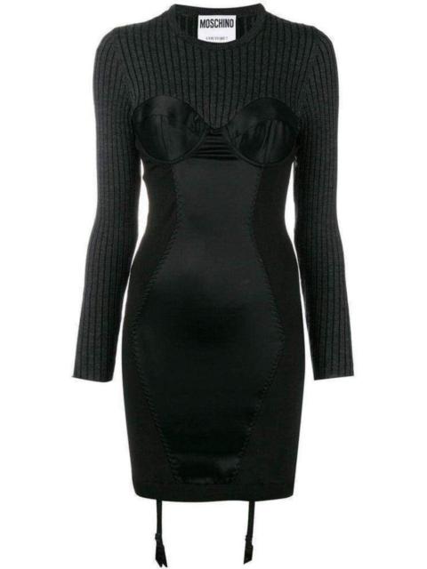Moschino Couture Bustier Knitted and Satin Dress