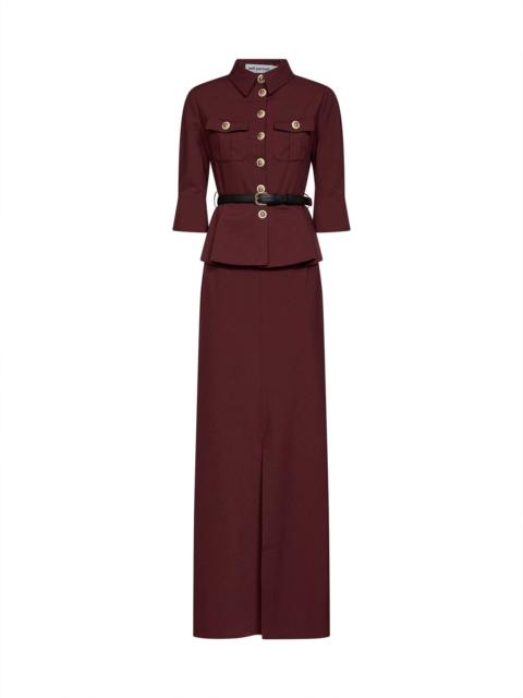 self-portrait Self Portrait Women Brown Twill Belted Maxi Dress