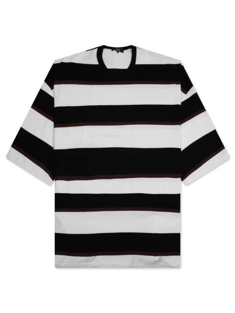 Comme des Garçons Homme COTTON JERSEY MULTI BORDER T-SHIRT - BLACK/BROWN/WHITE