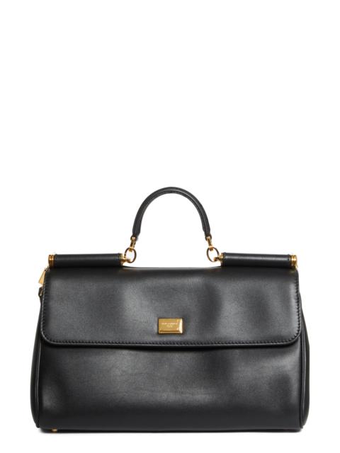 Dolce & Gabbana Dolce&Gabbana My Sicily East/West Plongé Leather Top Handle Bag in 80999 Nero at Nordstrom