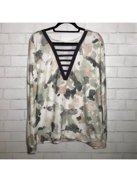 Other Designers Vintage Havana Ladder Front Brushed Hacci Camo Knit Top