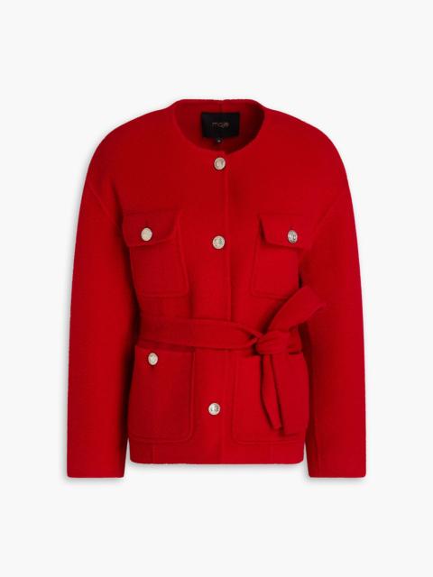 maje Belted wool-blend felt jacket