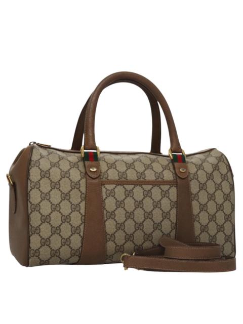 GUCCI GG Supreme Web Sherry Line Hand Bag Pvc Beige Green Red