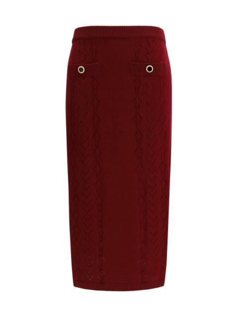 Alessandra Rich Alessandra Rich Merino Wool Midi Skirt Bordeaux