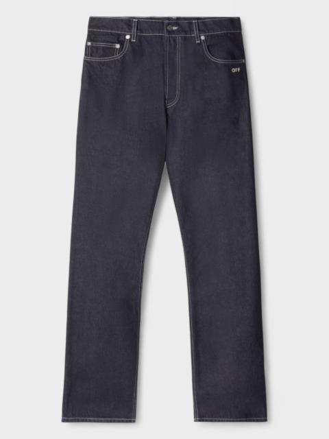 Off-White Off Embroidered Loose Jeans Blue