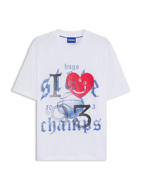 HUGO COTTON-JERSEY T-SHIRT WITH HAPPY HUGO ARTWORK