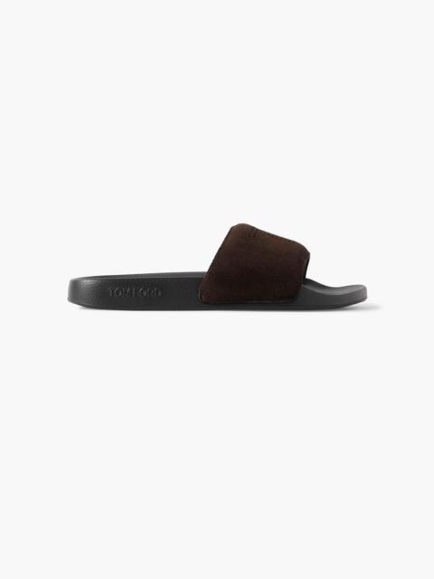 TOM FORD Ricky logo-perforated suede slides