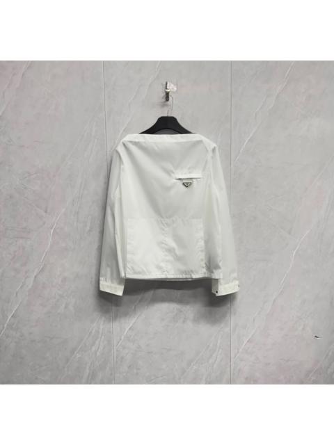 Prada Prada Off-Shoulder Nylon Pullover Jacket with Triangle Logo