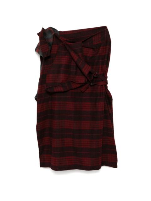 plaid asymmetric skirt