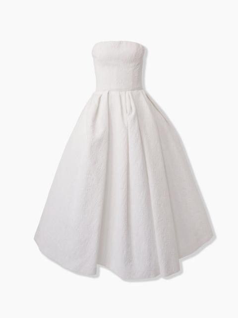 CAROLINA HERRERA Floral Cloque Strapless Midi Dress