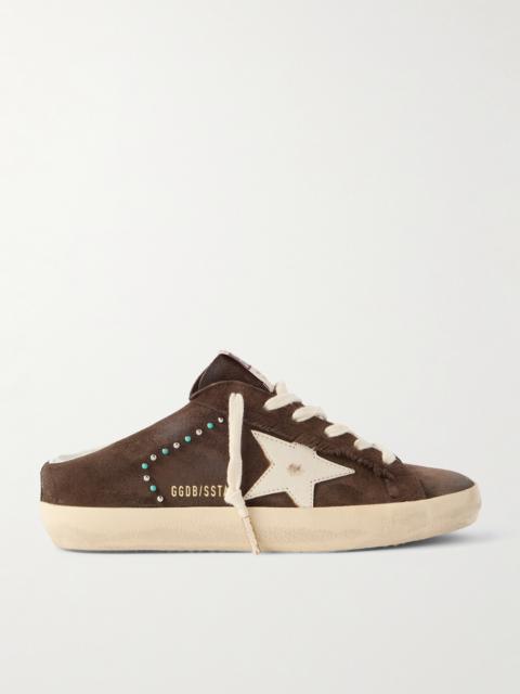 Golden Goose Super-star Sabot Distressed Leather-trimmed Studded Suede Slip-on Sneakers