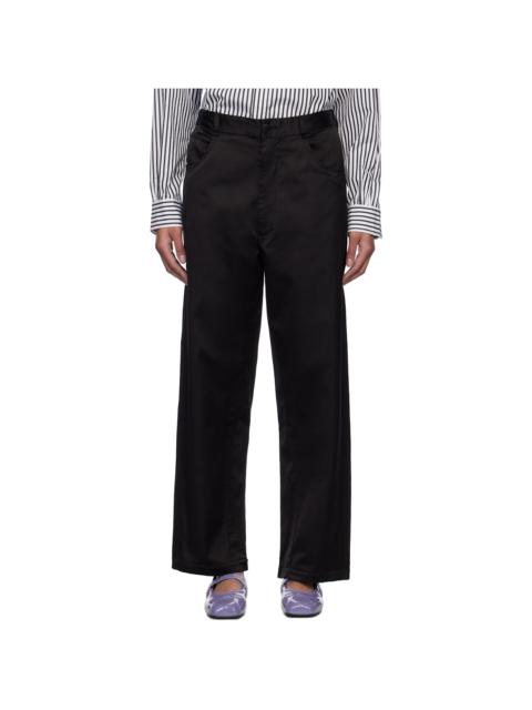 CORDERA Black Satin Straight Trousers