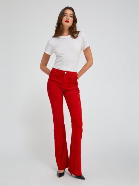 SPRWMN RED SUEDE 5 POCKET MICRO FLARE