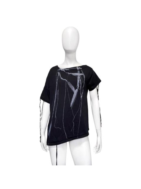 Ann Demeulemeester spring 2017 bondage Trompe I’oeil necklace print asymmetrical tee 36