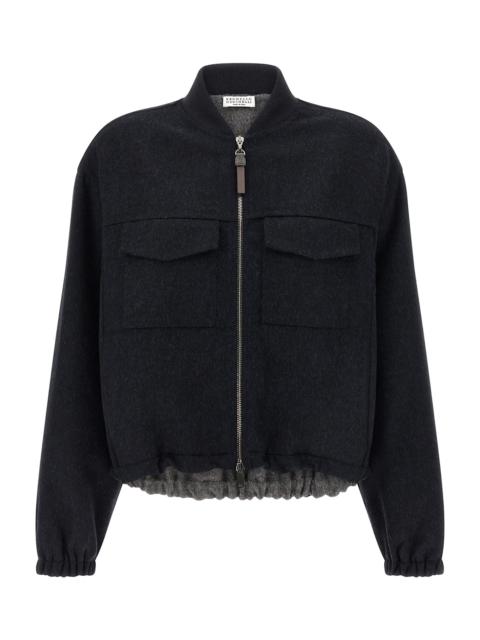 Brunello Cucinelli 'shiny Zipper Pull' Bomber Jacket