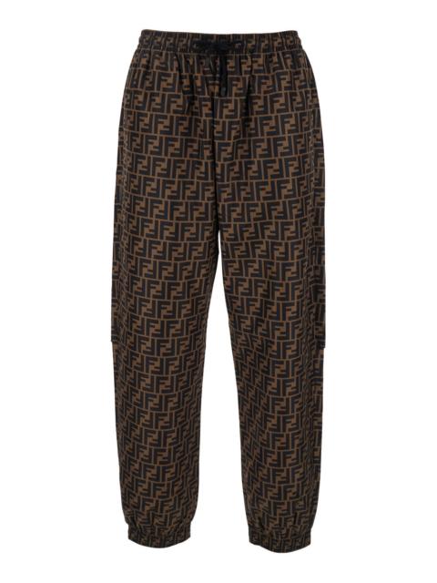 FENDI Fendi Men Brown Pants With All-Over Ff Motif And Elastic Waist In Tech Fabric Man