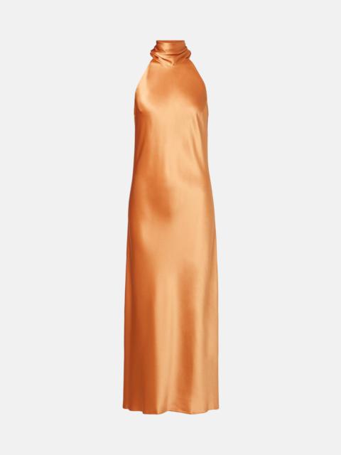 GALVAN Sienna halterneck satin midi dress