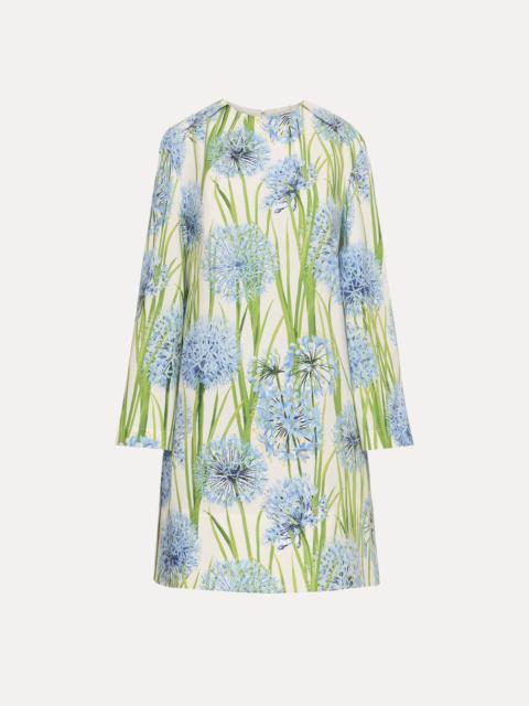 Oscar de la Renta ALLIUM COTTON POPLIN LONG SLEEVE SHIFT DRESS