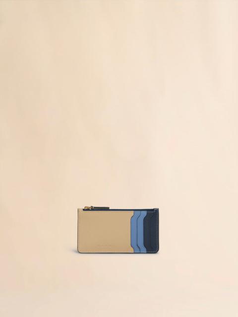 Marni BEIGE, BLUE, AND LIGHT BLUE LEATHER TRUNKAROO CARDHOLDER