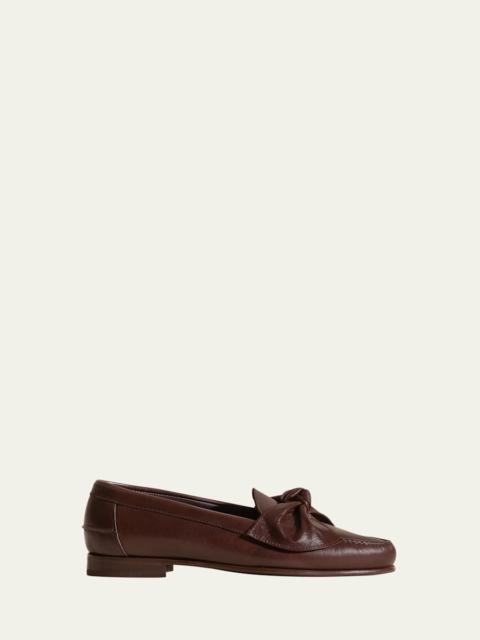 HEREU Corbati Bow Leather Loafers