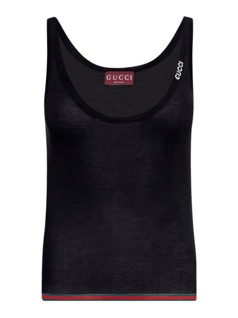Gucci Women Ribbed Silk And Cashmere Tank Top