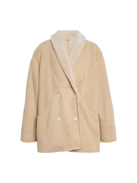 House of Dagmar Double-Breasted Shearling Jacket neutral