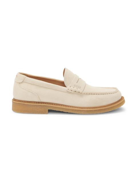 BOSS SUEDE MOCCASINS WITH CREPE OUTSOLE