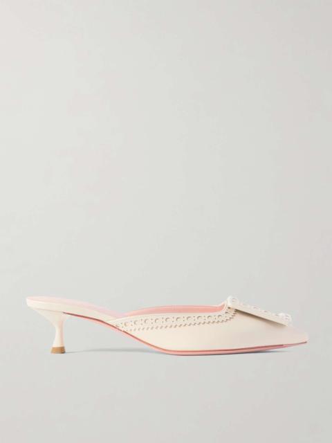 Viv In The City 45 buckled perforated leather mules Ivory
