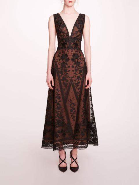 Marchesa SPEAR GARDEN MIDI DRESS