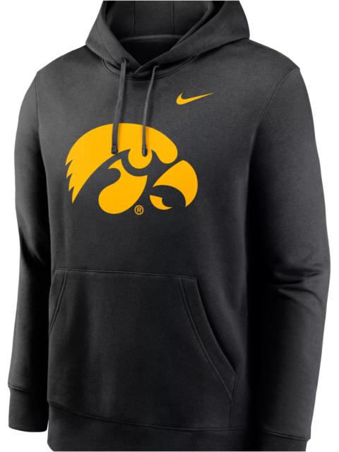 Nike Nike Men's Iowa Hawkeyes Black Club Fleece Primary Logo Pullover Hoodie