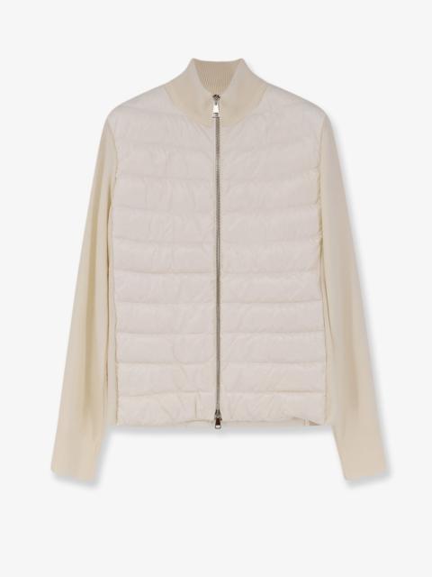 Moncler Moncler Cardigan/Down Jacket Wit Iconic Patch