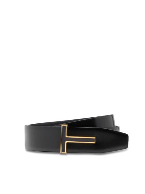 TOM FORD SMOOTH LEATHER ENAMEL BUCKLE T BELT